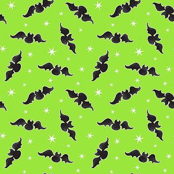 Green Tossed Bats Glow in the Dark Fabric