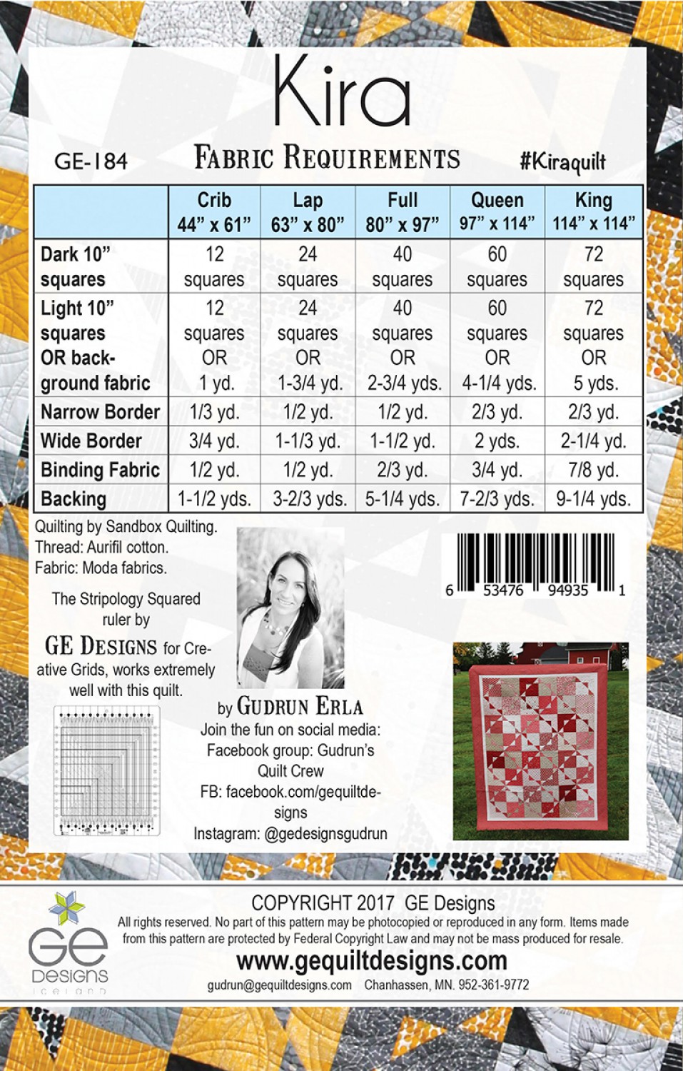 Mönster: Kira - Quilt i 5 storlekar - Ge Design - 2