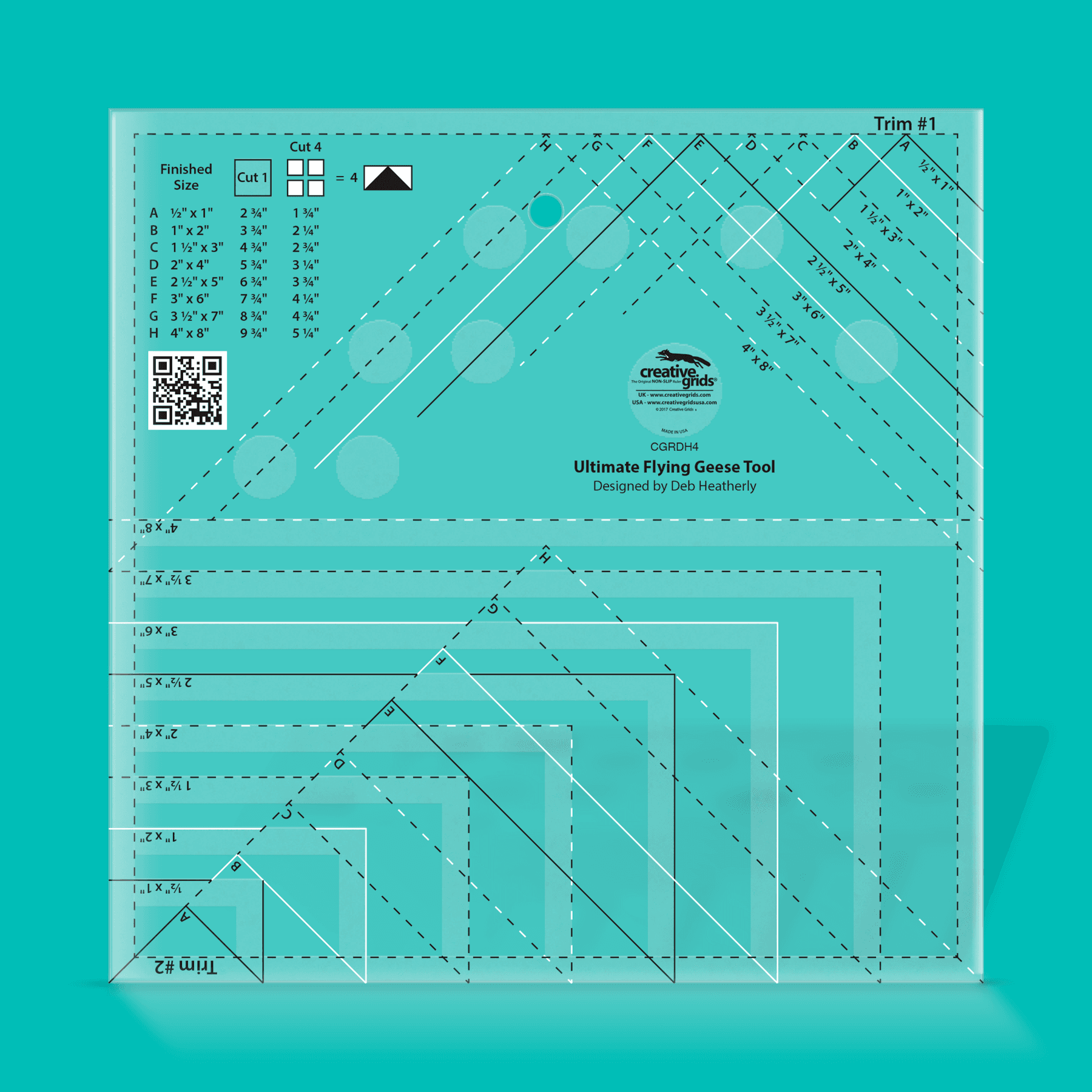  Linjal: Ultimate Flying Geese Tool - Creative Grids Non-Slip ruler