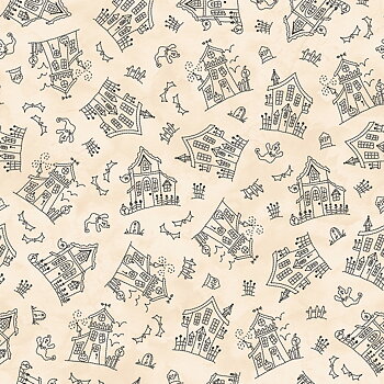 Tyg - Cream Haunted House - Spooky Stitches