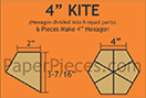 Pappersmall - 4" Hexagon Kite, 24st