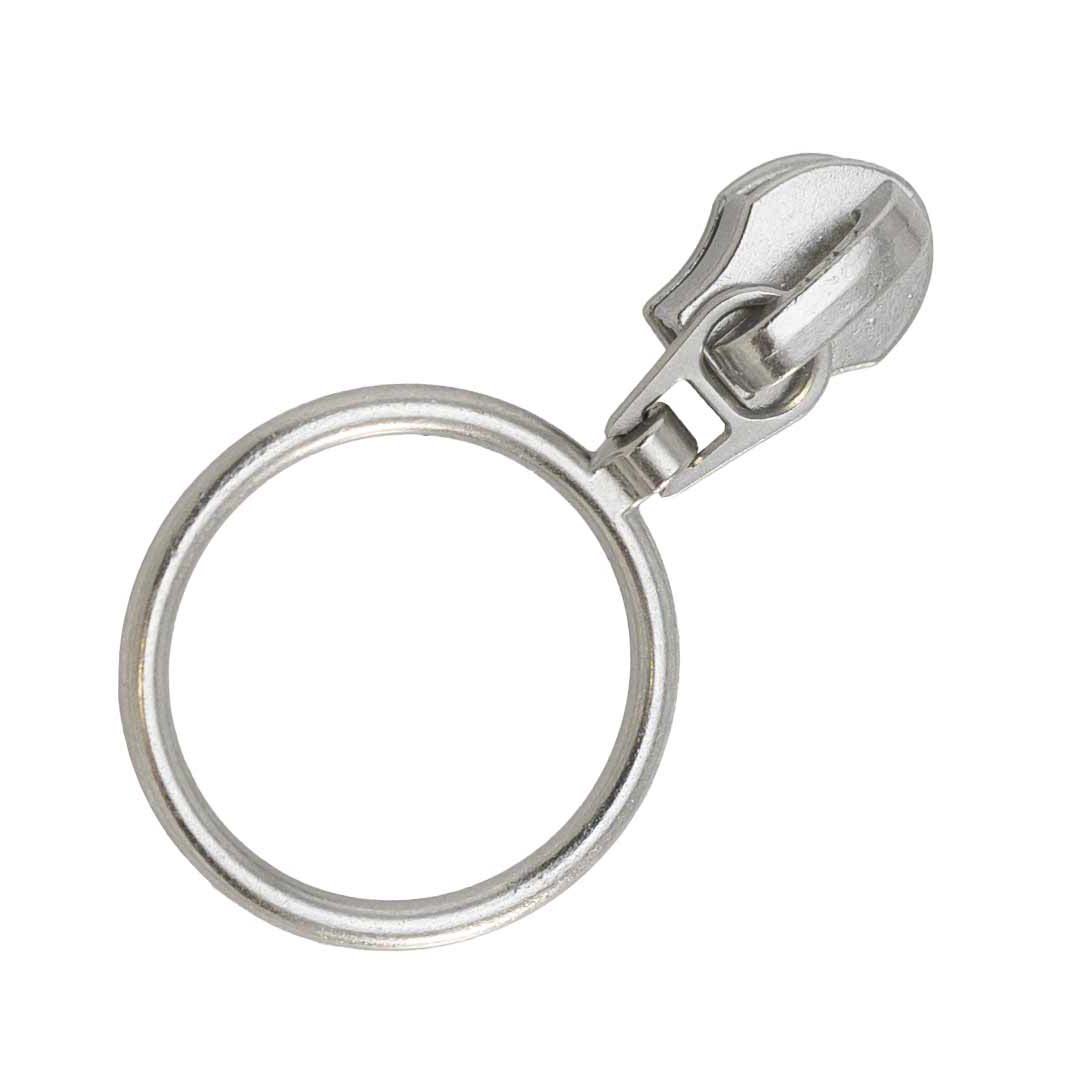 Kläpp - Löpare med ring till dragkedja 6 mm spiral - Silver-metall