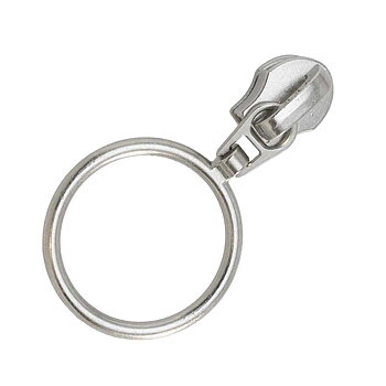 Kläpp - Löpare med ring till dragkedja 6 mm spiral - Silver-metall
