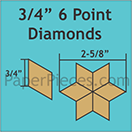 Pappersmall - 3/4" 6 Point-60 graders Diamonds (romb), 100st