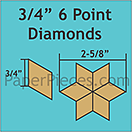 Pappersmall - 3/4" 6 Point-60 graders Diamonds (romb), 100st
