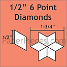 Pappersmall - ½" 6 Point-60 graders Diamonds (romb), 125st