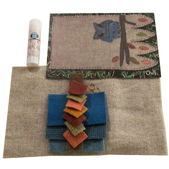 Mug Rug Owl Kit - Ull-Applikation - Materialsats