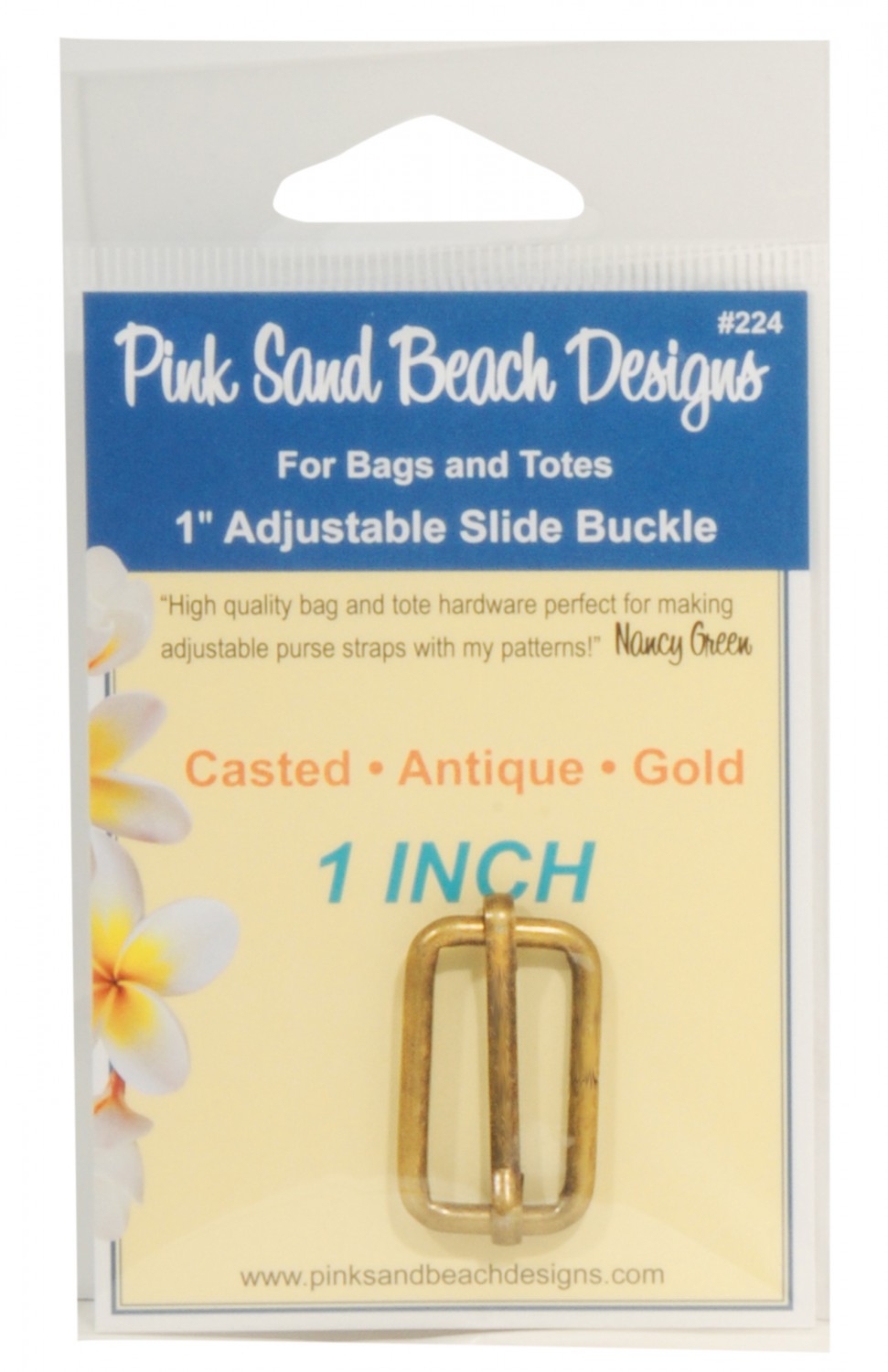 Justerbart rektangel-spänne - Antique gold - 1" (25mm)
