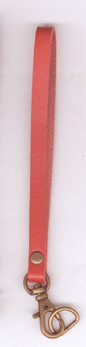 Väskhandtag, läderrem med karbinhake (röd) - 2