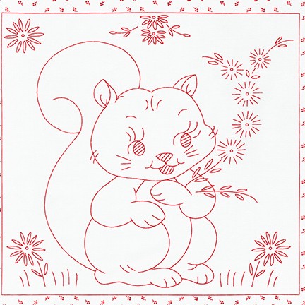 Red Animals Panel 1930's Reproduction (redwork) - 2