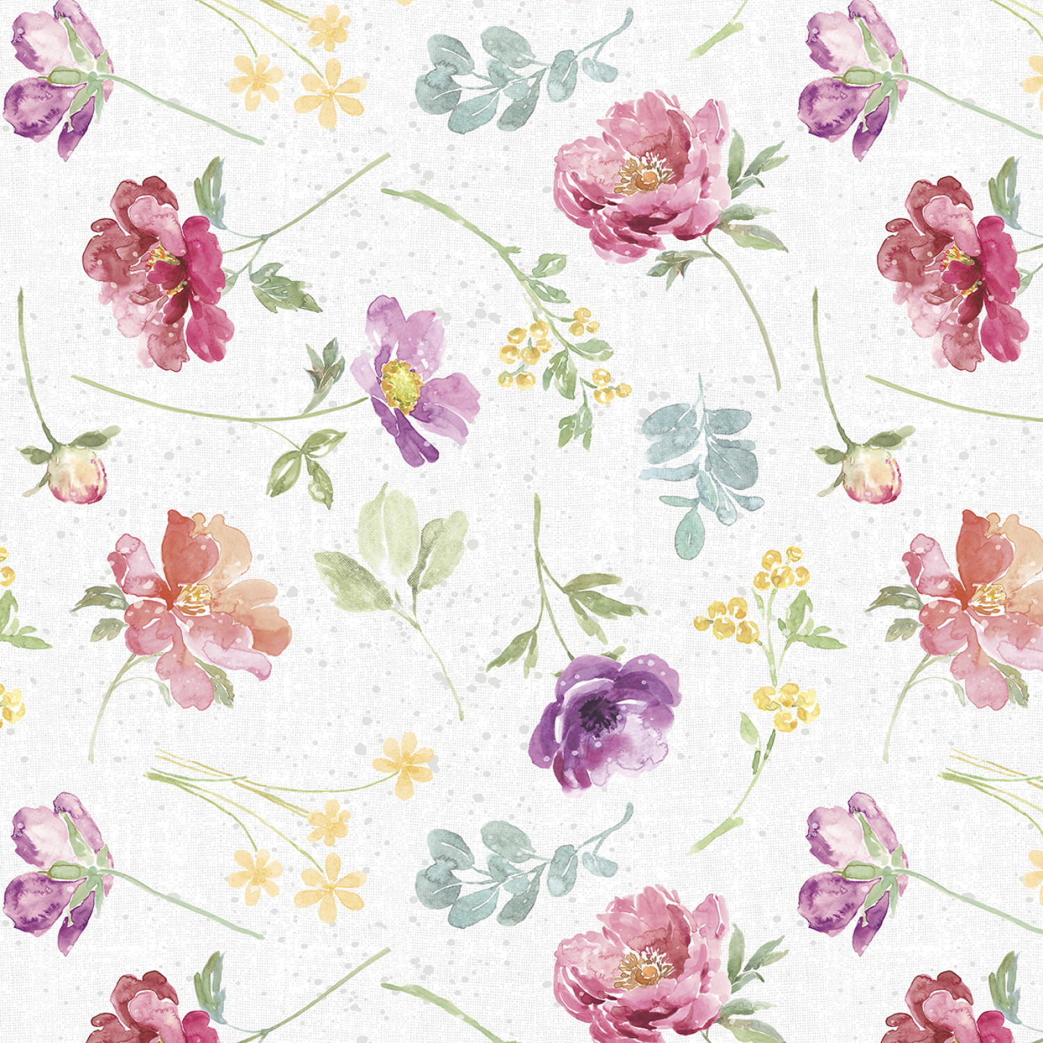 Tyg - Blommor - White Flower Toss  - Meadow Melody (30 x 110 cm)