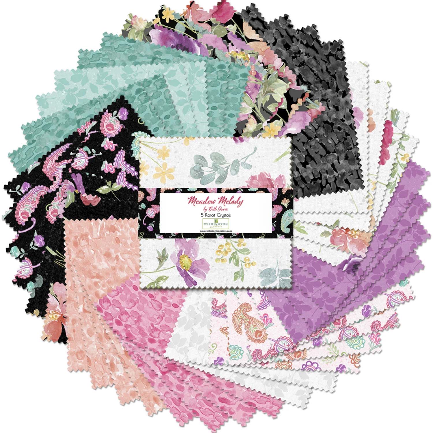 Charmpack - "Meadow Melody"  42st 5" x 5" -tygbitar