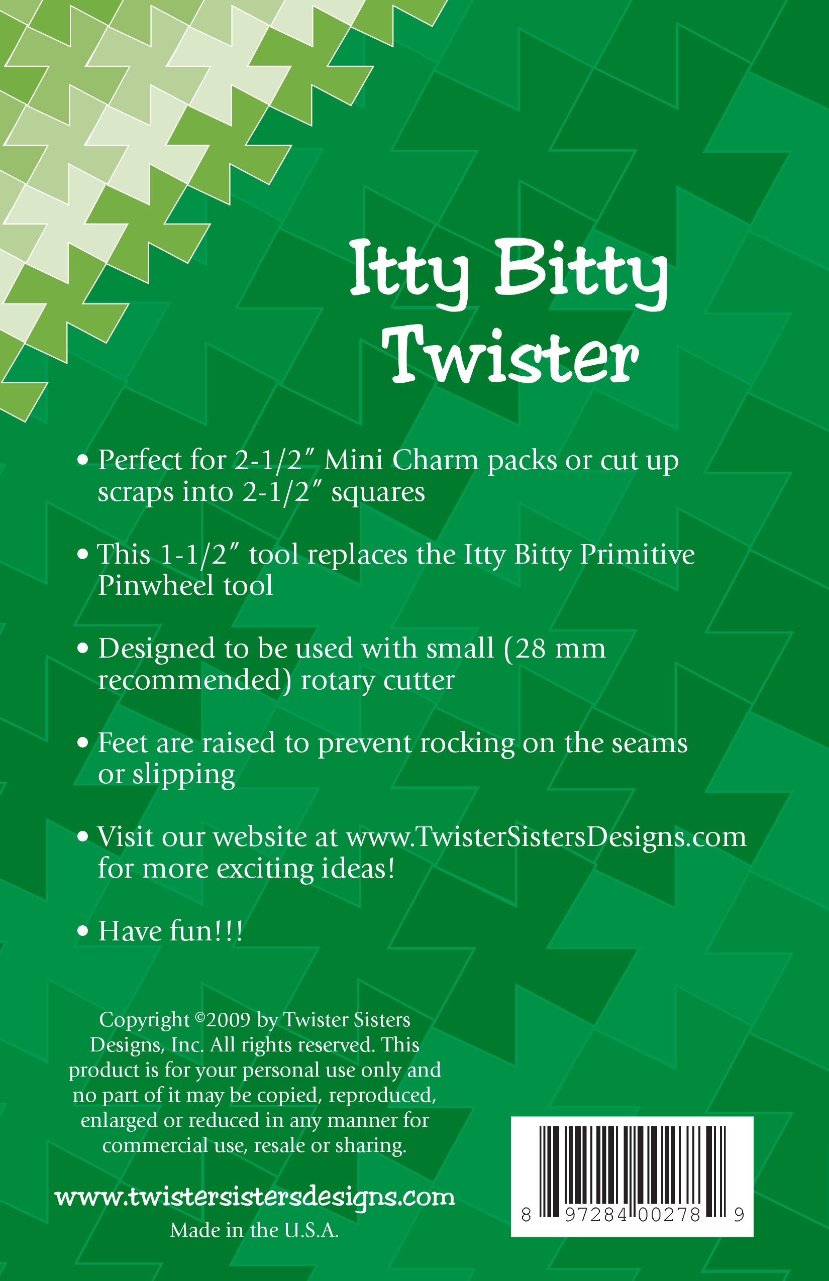 Itty Bitty Twister - Pinwheel / Linjal för 2½" kvadrater - 2