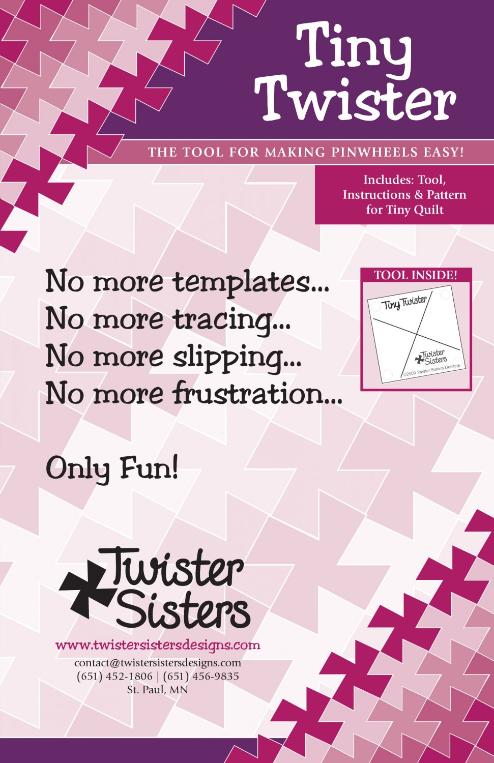 Tiny Twister - Pinwheel / Linjal för 3½" kvadrater
