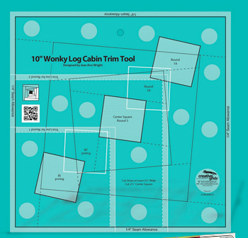 Linjal: 10-tums Wonky Log Cabin Trim Tool - Creative Grids® Non-Slip Ruler
