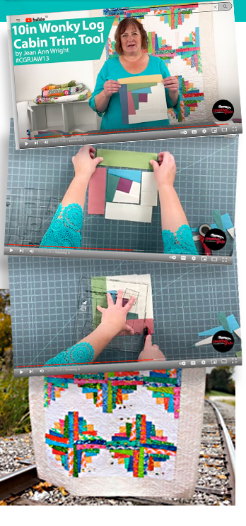 Linjal: 10-tums Wonky Log Cabin Trim Tool - Creative Grids® Non-Slip Ruler - 2