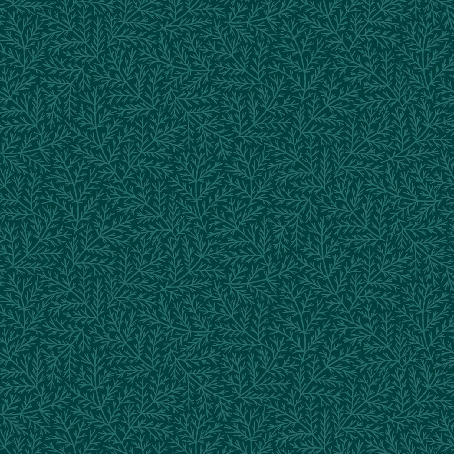 Tyg: Deep Green Branches - "Holiday Stitches"