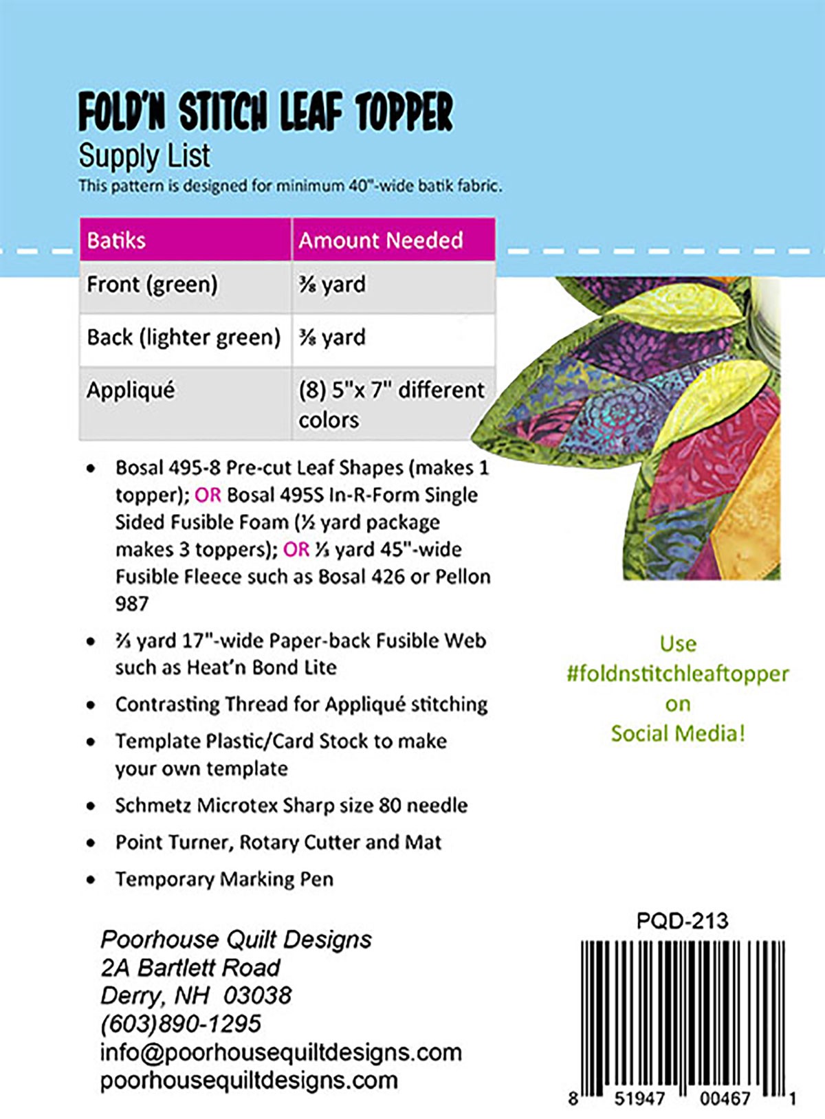Mönster: Fold'n Stitch Leaf Topper - Lövduk - 2