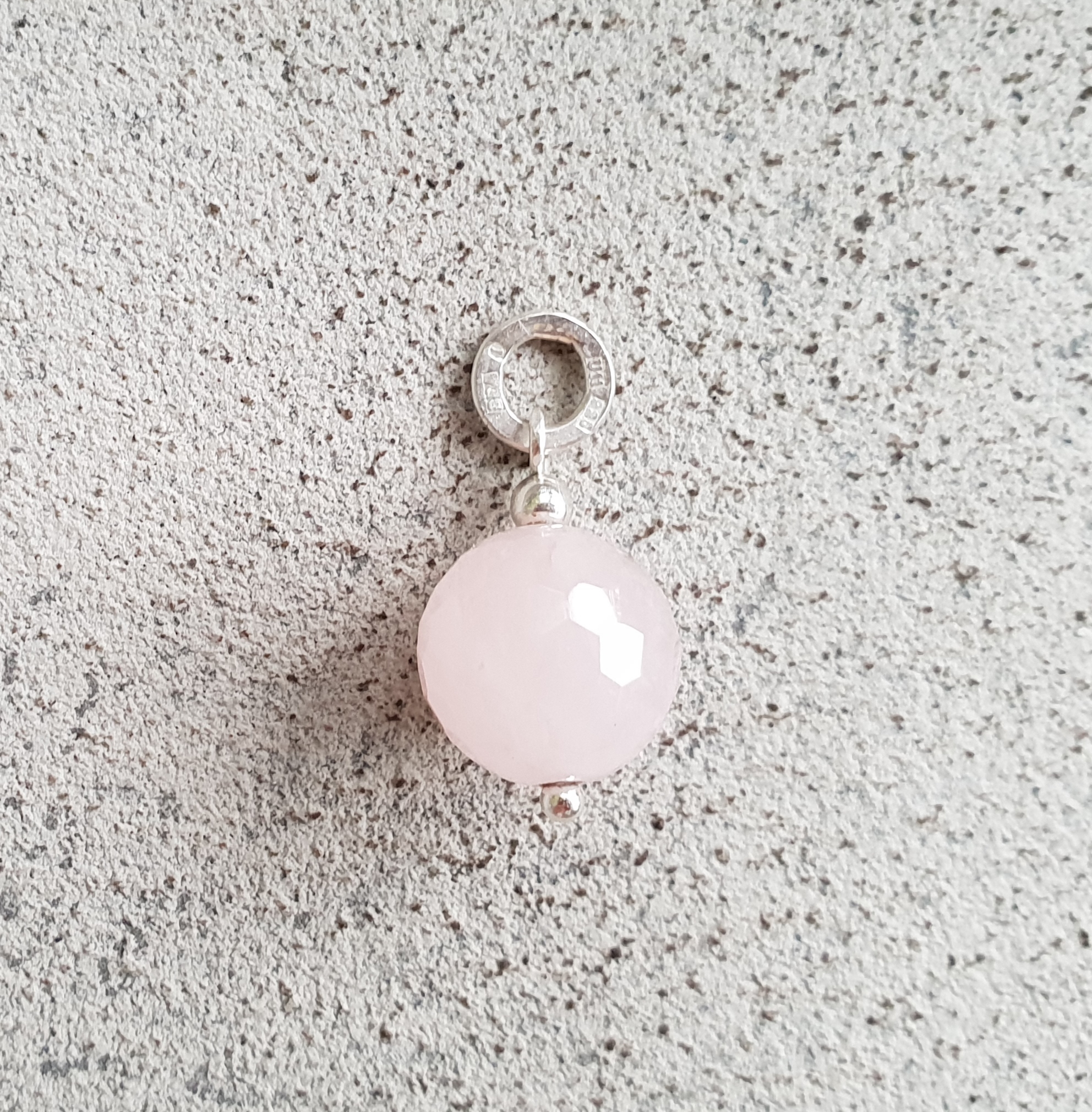 Hänge rosenkvarts 12 mm - 925 Sterling Silver 