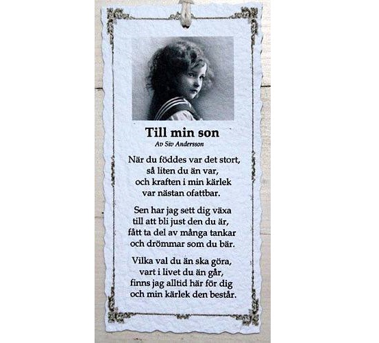 Diktkort - Till min son