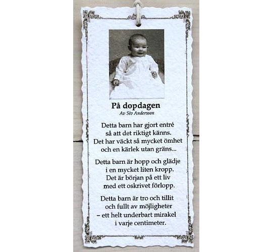 Diktkort - På dopdagen