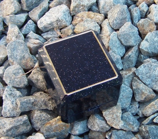 Presentask ring 4,5 x 5 cm - Blå/Guld