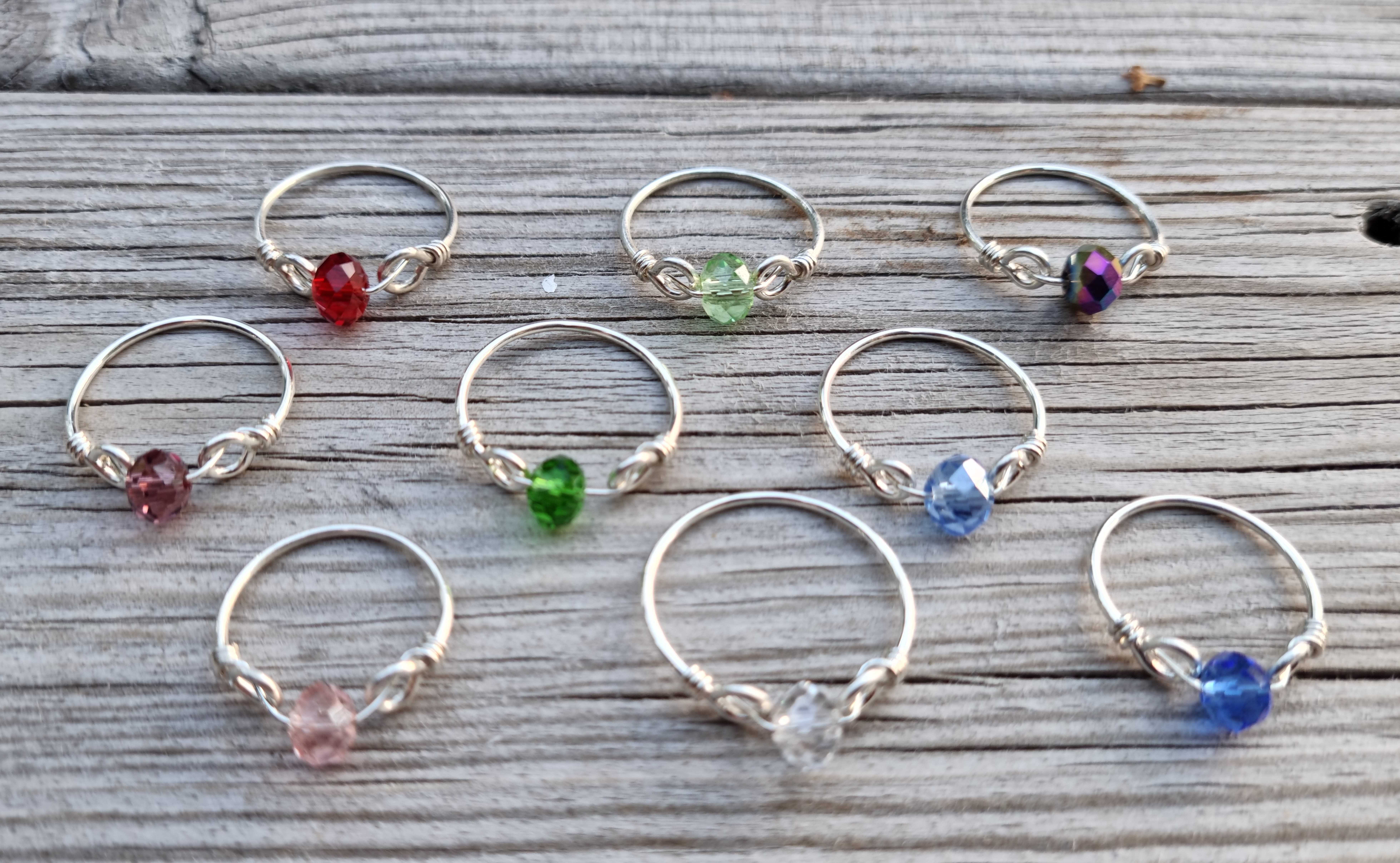 Trådring med kristall - 925 Sterling Silver 