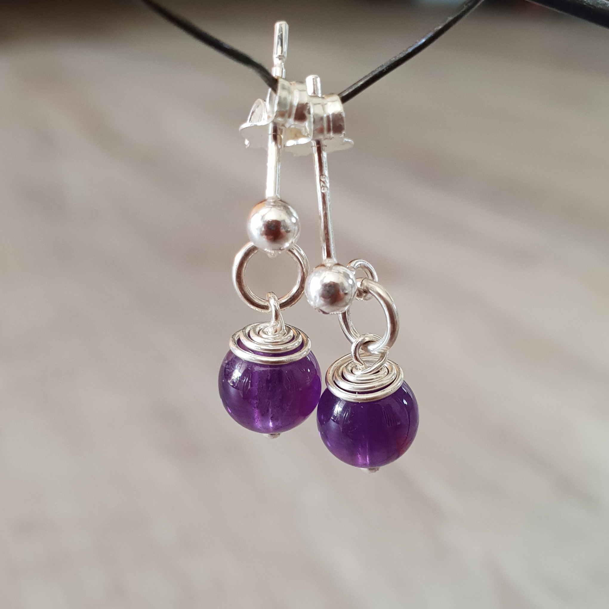 Örhängen Ametist Februari - 925 Sterling Silver