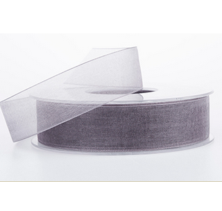 Organza band 25 mm grå