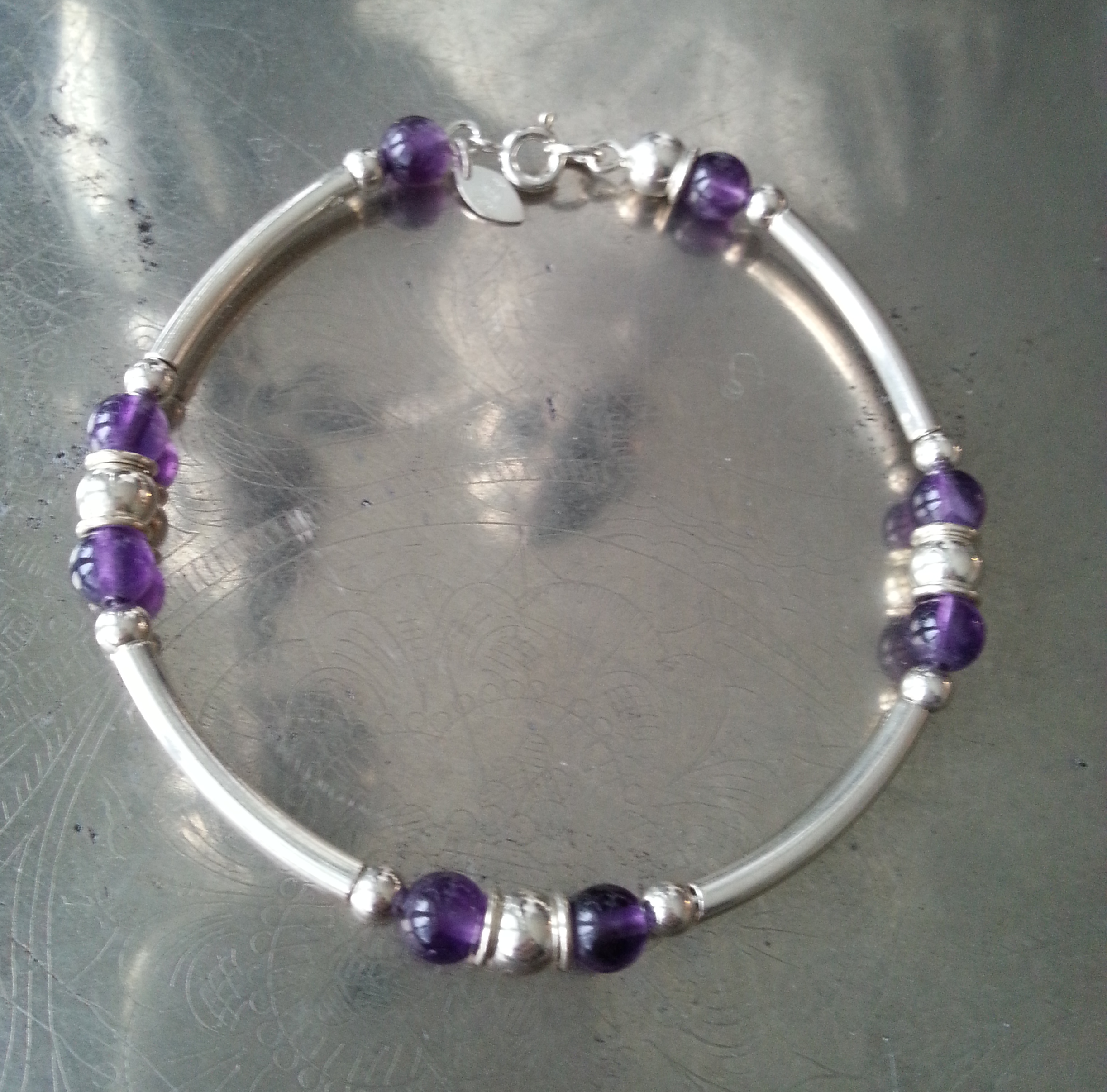 Armband Bangle Ametist -925 Sterling Silver 