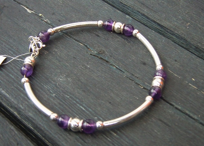 Armband Bangle Ametist -925 Sterling Silver 