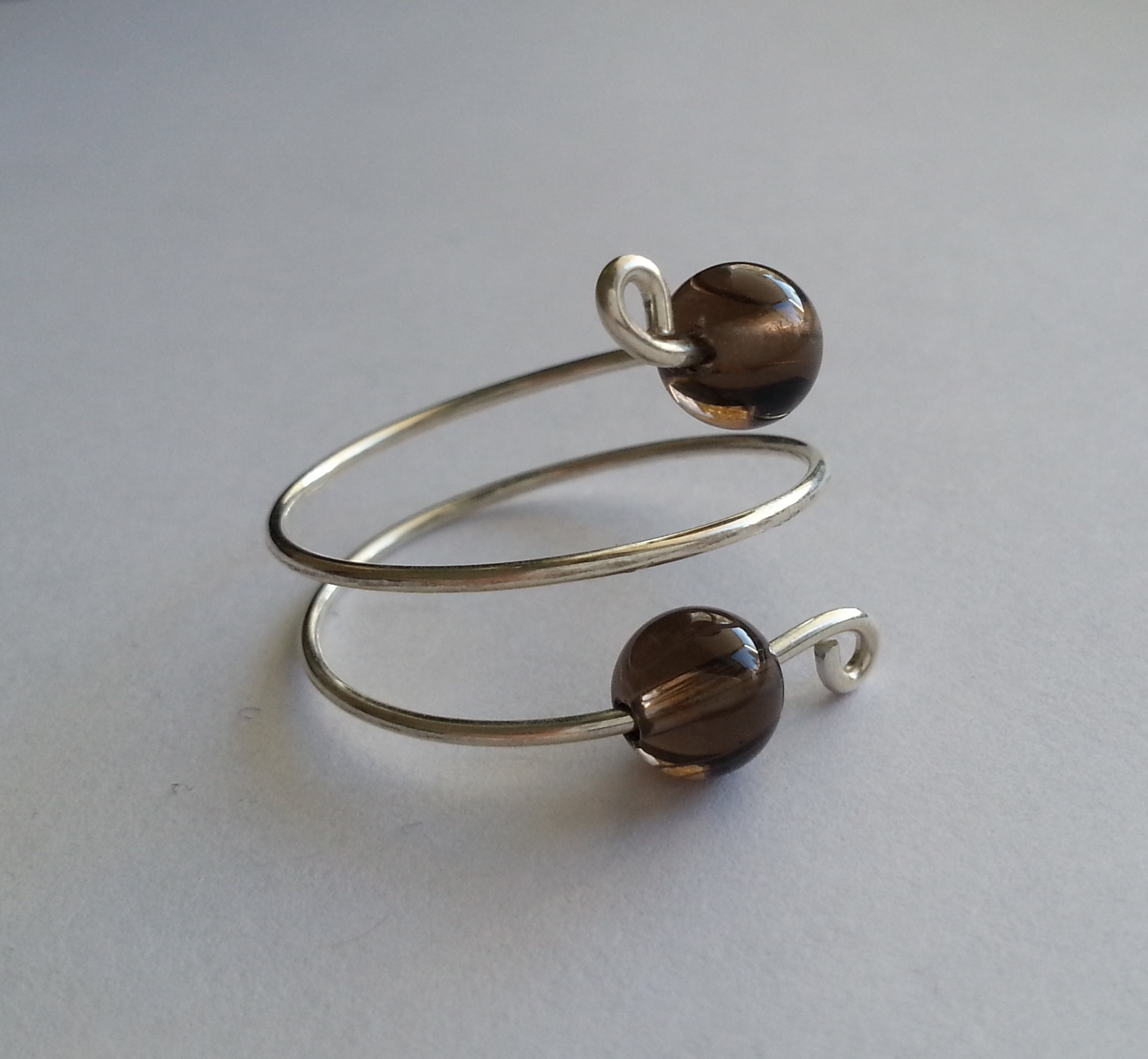 Trådring med två rökkvarts - 925 Sterling Silver