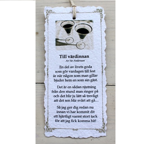 Diktkort - Till värdinnan