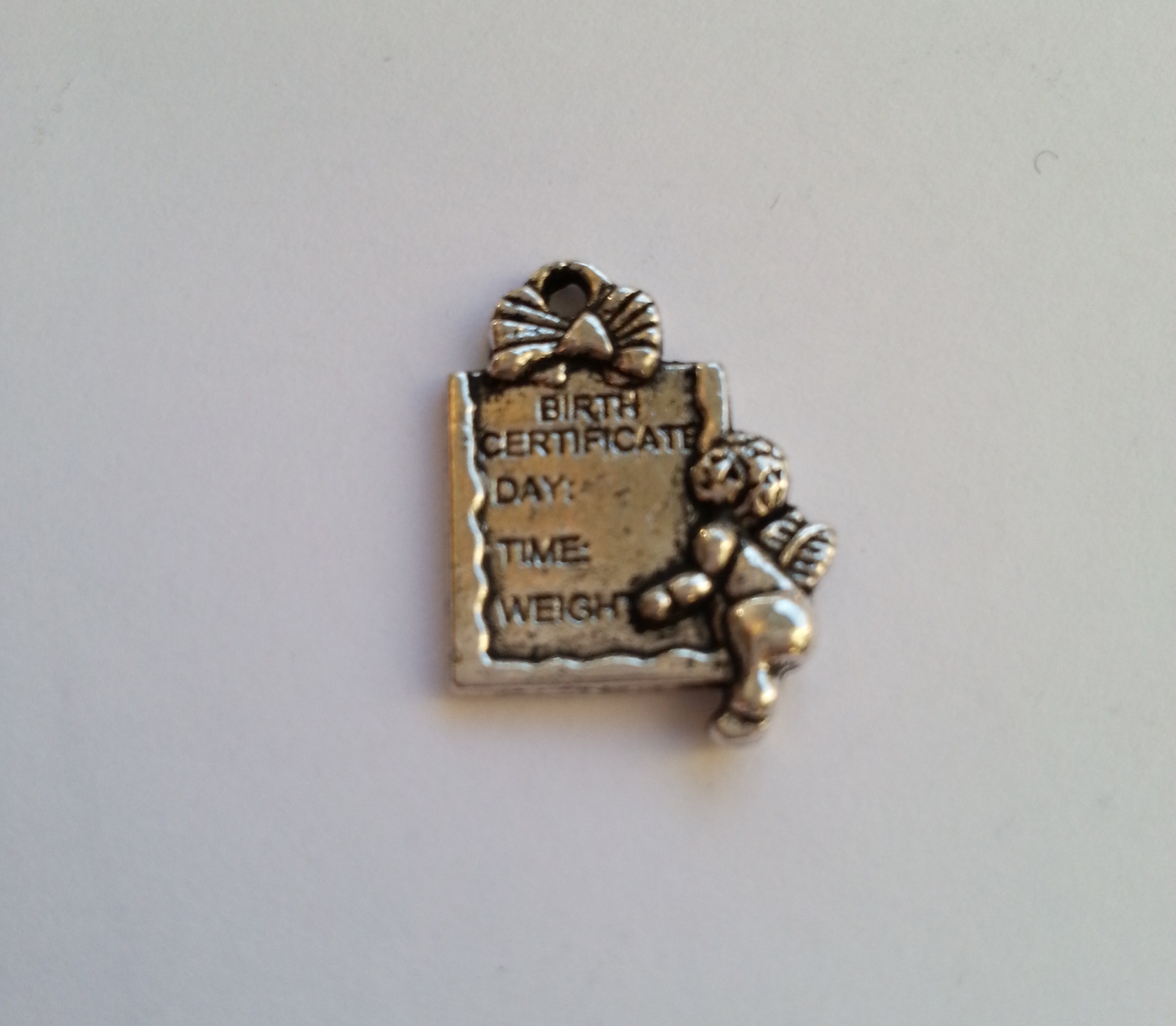 Charm födelsetavla 20 x 15 mm - 5 st
