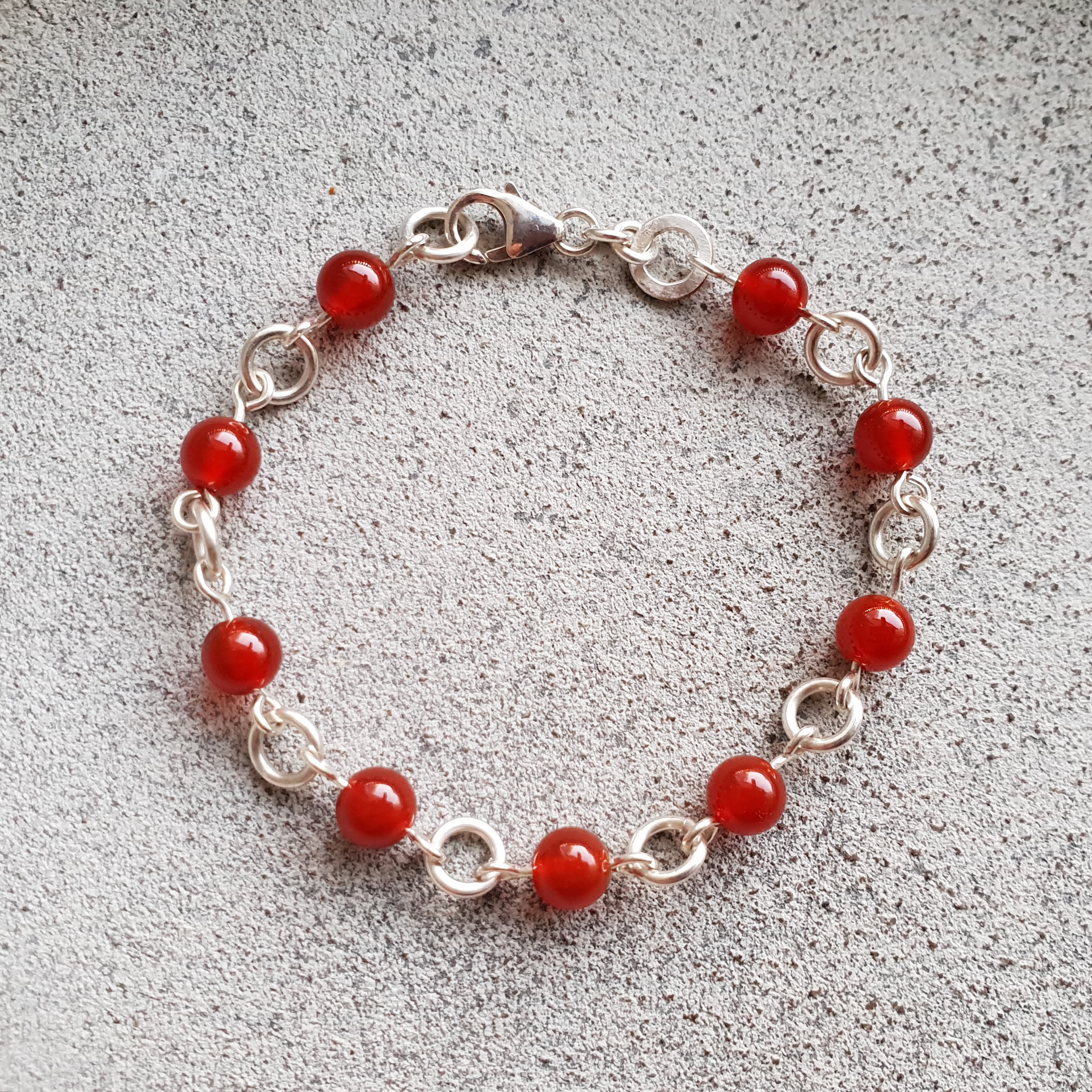 Armbandskedja, Karneol - 925 Sterling Silver
