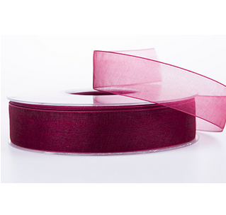 Organza band 25 mm vinröd