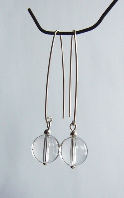 Örhängen Bergkristall 12 mm, handgjord krok - 925 Sterling Silver
