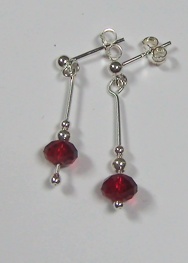Kristallörhängen röda - 925 Sterling Silver
