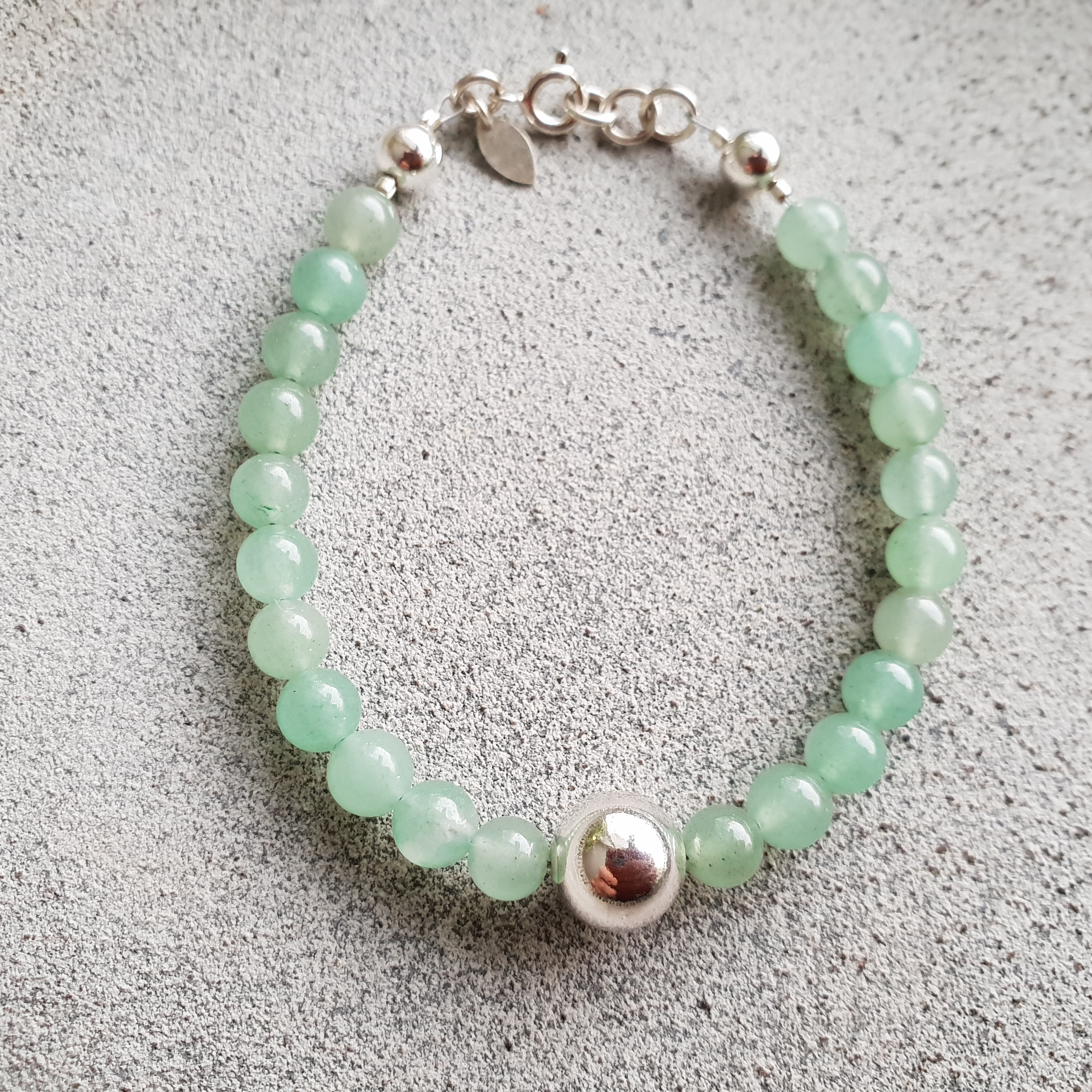 Silver armband - Aventurin med silverkula