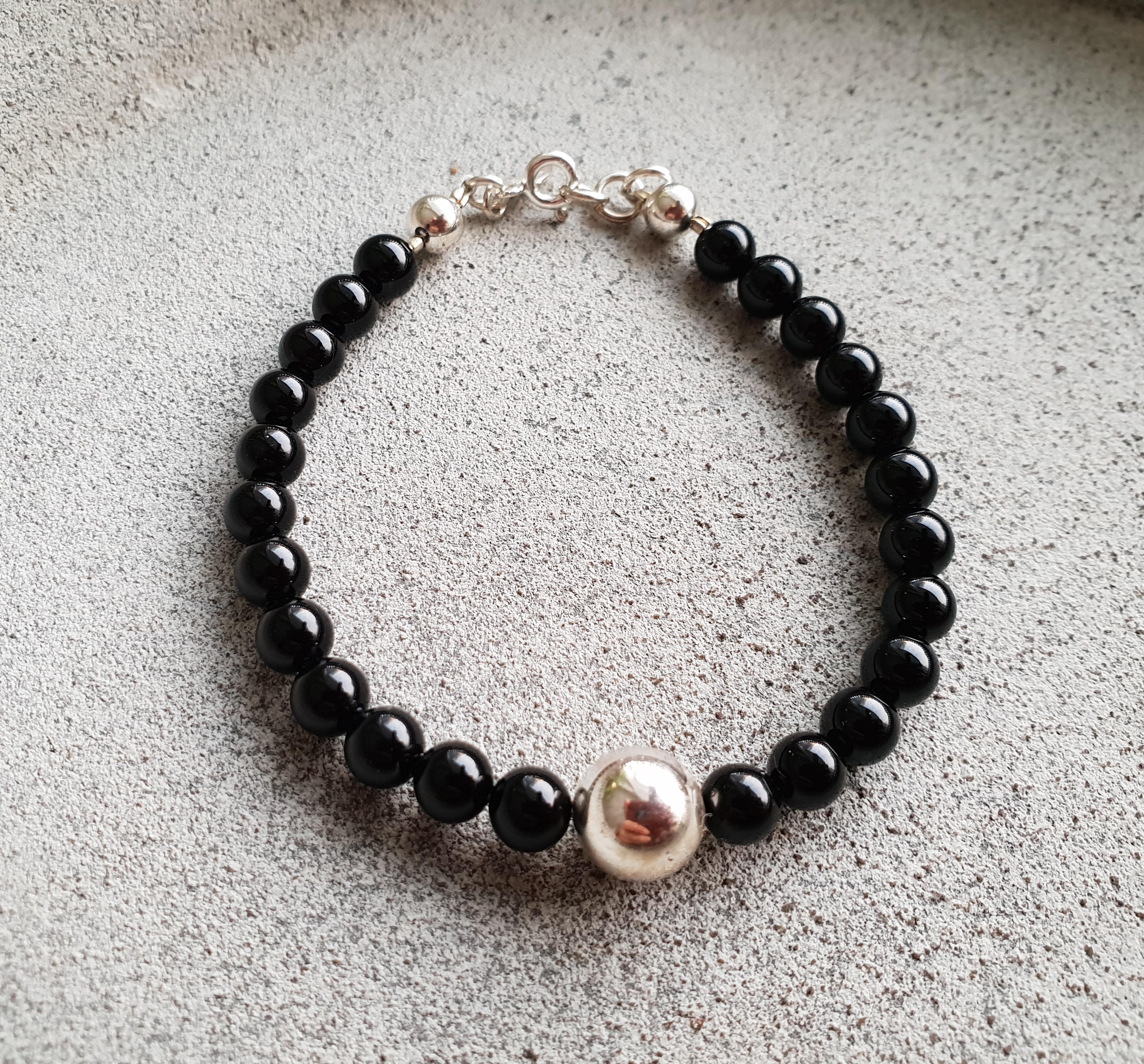Silver armband - Onyx & Silverkula