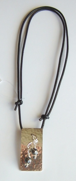 Hänge, hamrad platta med hematit - 925 Sterling Silver - 2