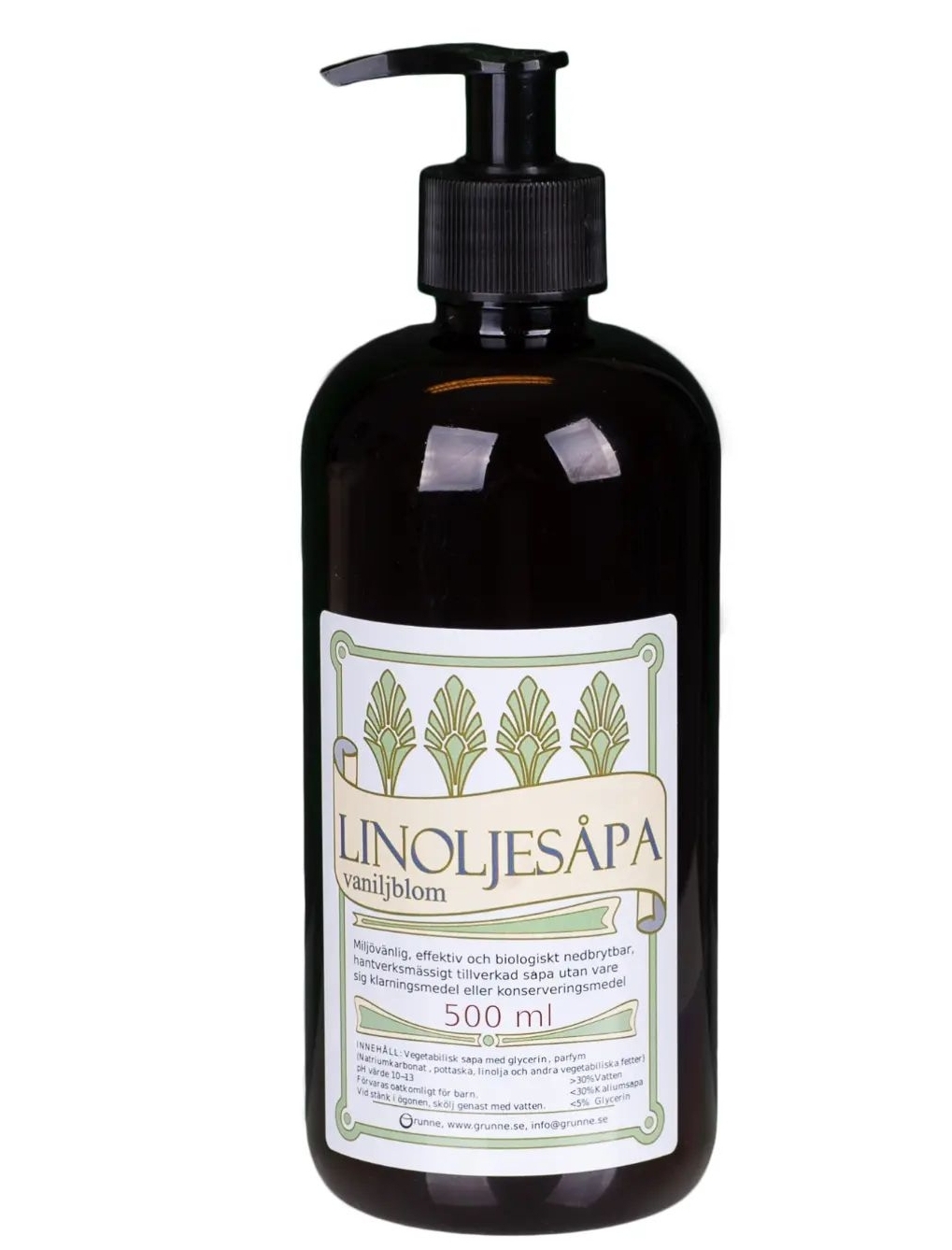 Grunne linoljesåpa Vaniljblom 0,5 liter med pump - GRUNNE