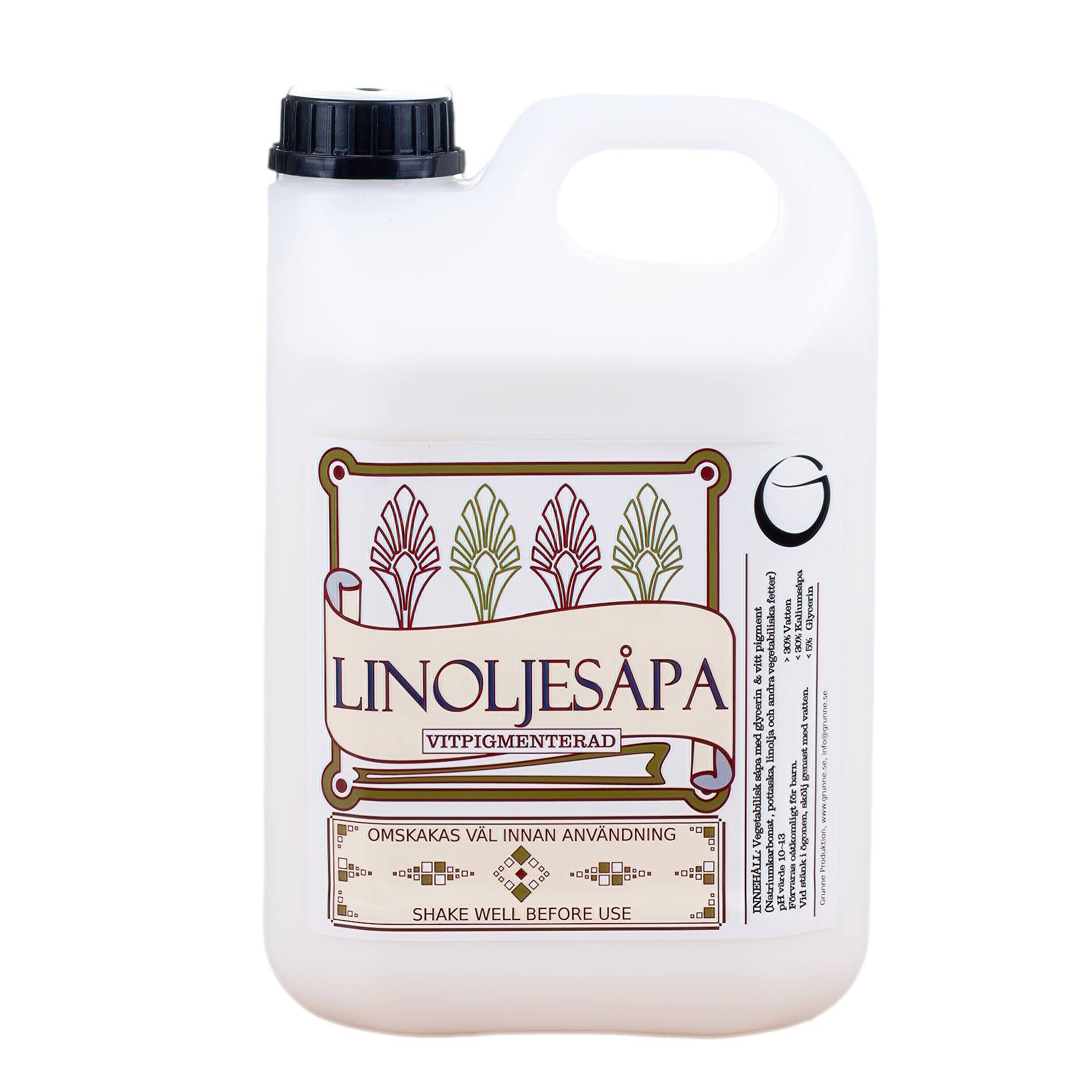 Grunne linoljesåpa vitpigmenterad 2,5 liter - GRUNNE