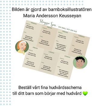 Hudvårdsschema till barn/tonåring - Skogsro Spa. Utan kostnad när du köper produkter.