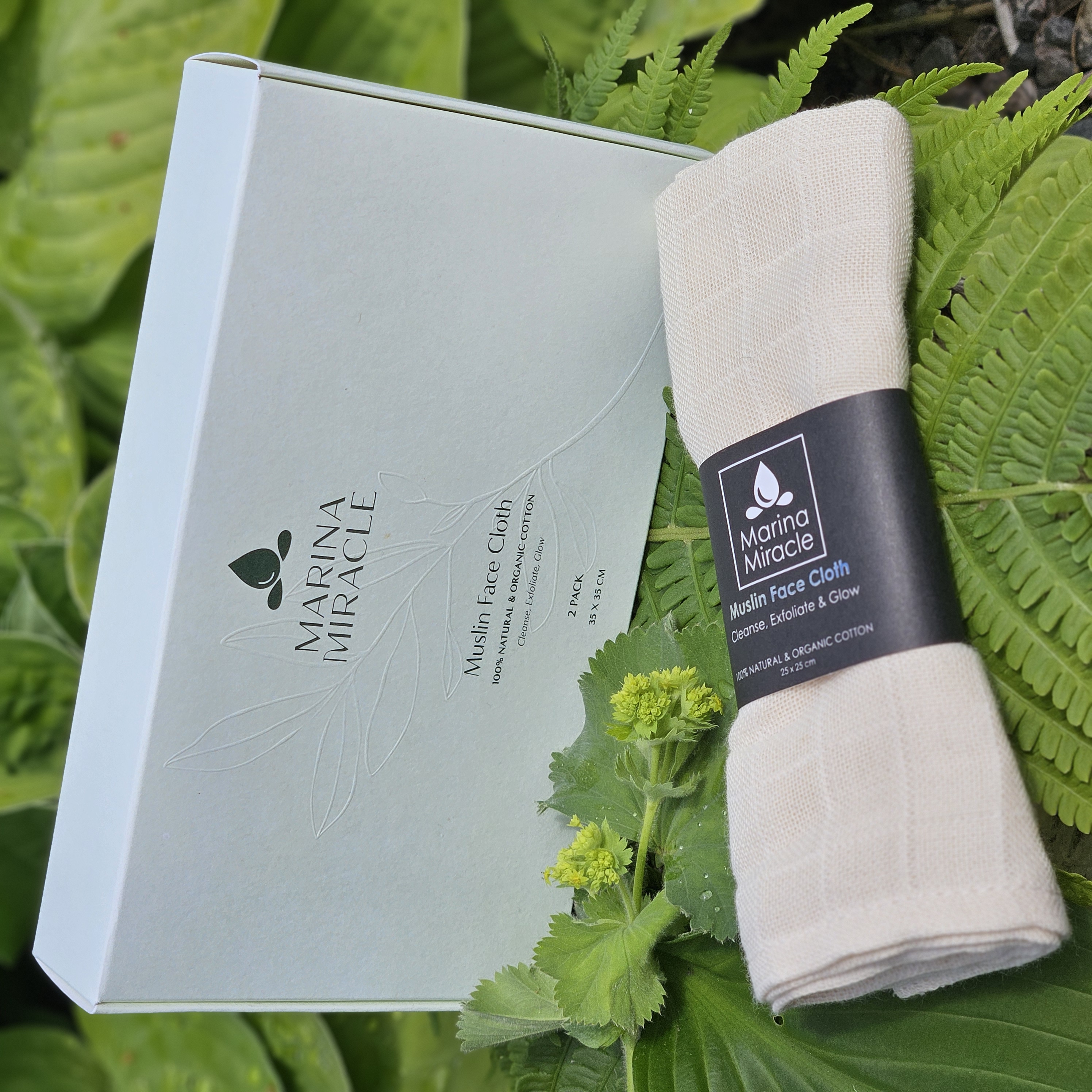 Marina Miracle Muslin Face Cloth 2 pack i låda