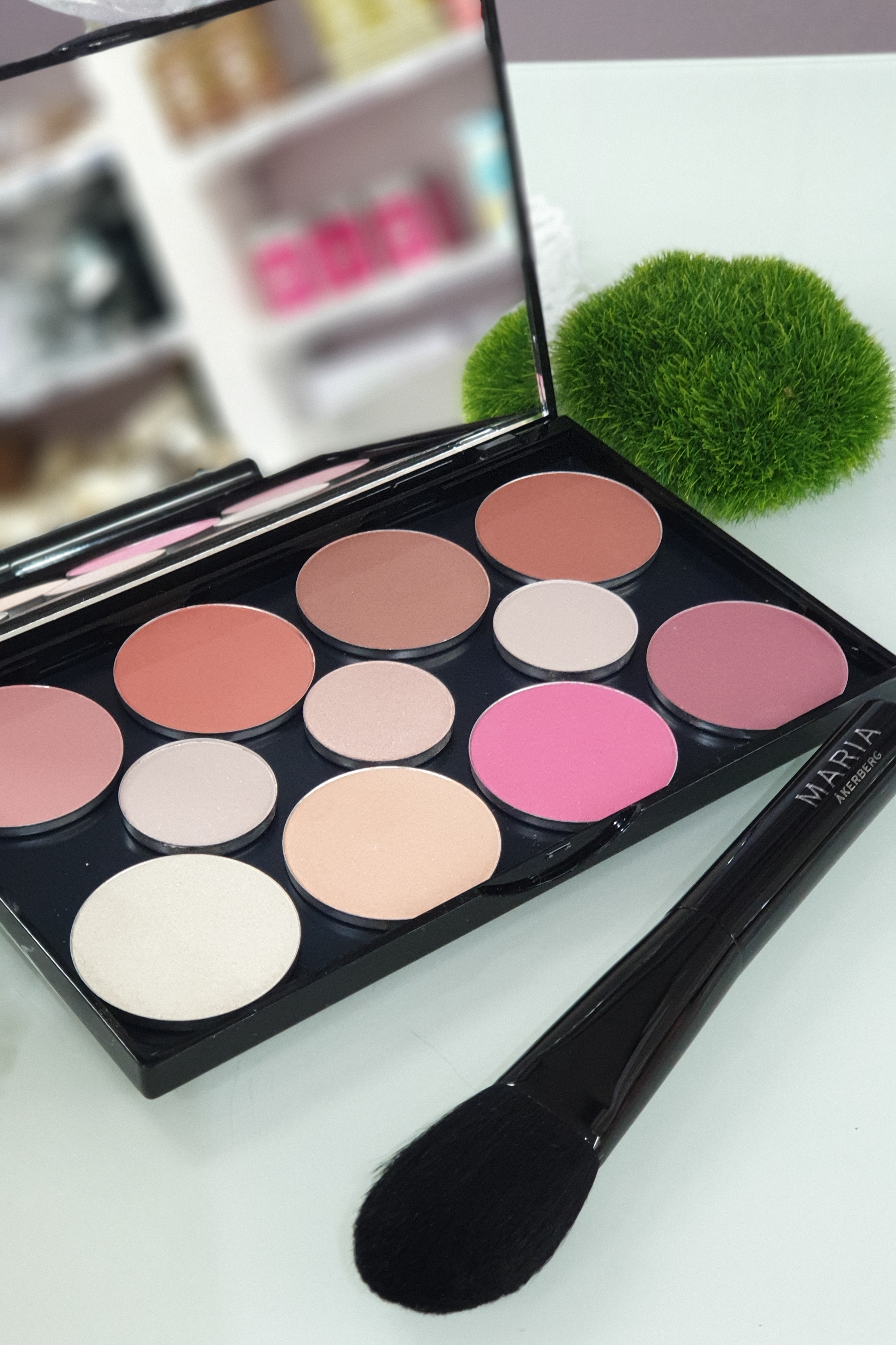Makeuppalett med rouge i harmoniska nyanser