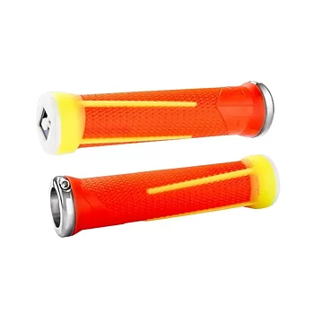 Odi Ag-1 Lock-On Grips Fl. Org/Fl. White/Silver Clamps