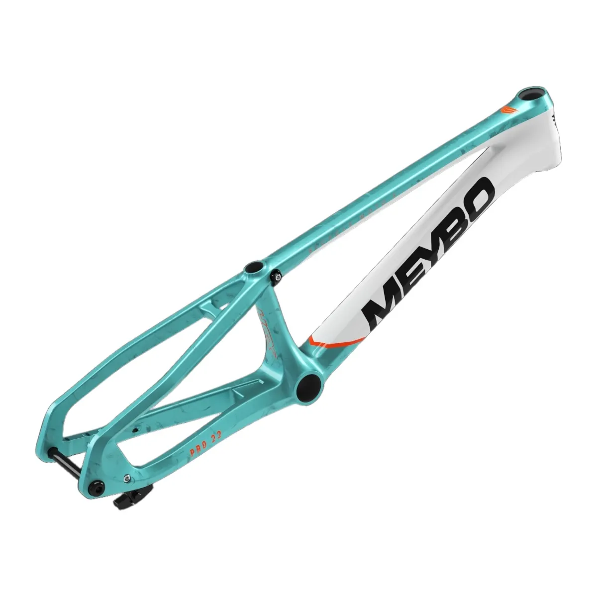 Meybo 2026 HSX Carbon Bmx Race Frame Matte White/Orange/Teal - Pro 21,5