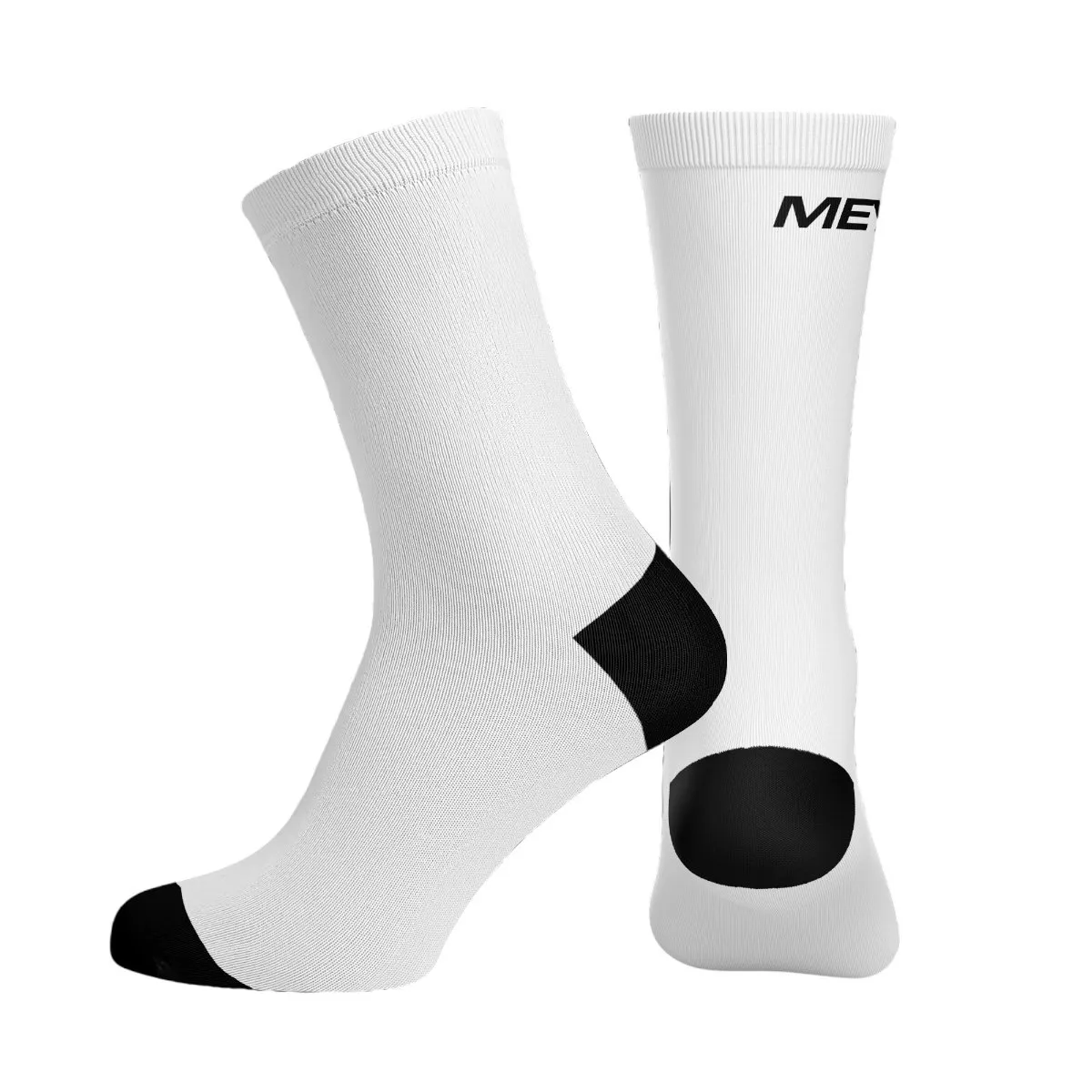 Meybo Ribbed Crew Sock Logo White - Adult XX-Small/X-Small