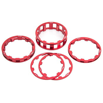 BOX ONE STEM SPACERS  1 & 1/8 INCH RED